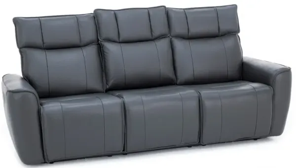 Marcus Leather Power Headrest Sofa With Drop Down Table, Heat, Massage And High Def Sound System