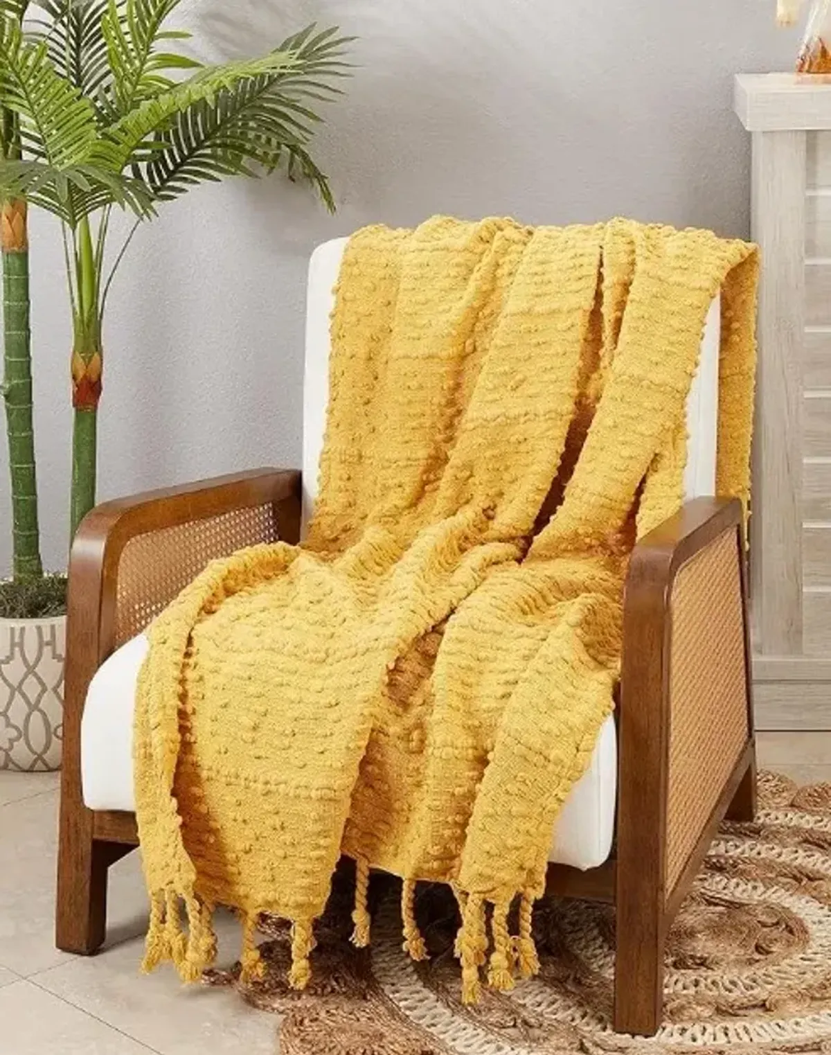 Mustard Woven Stripe Throw 50x60"L