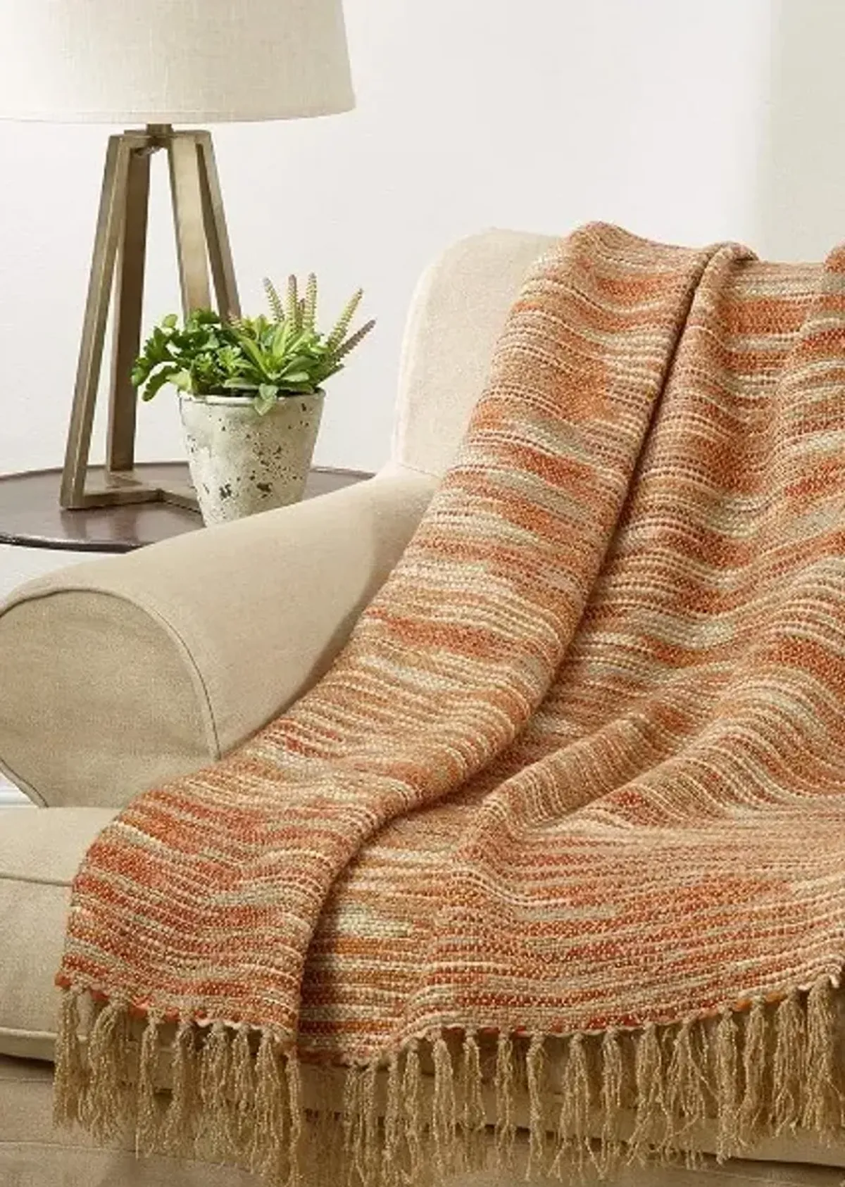 Rust Woven Chindi Throw 50"W x 60"L