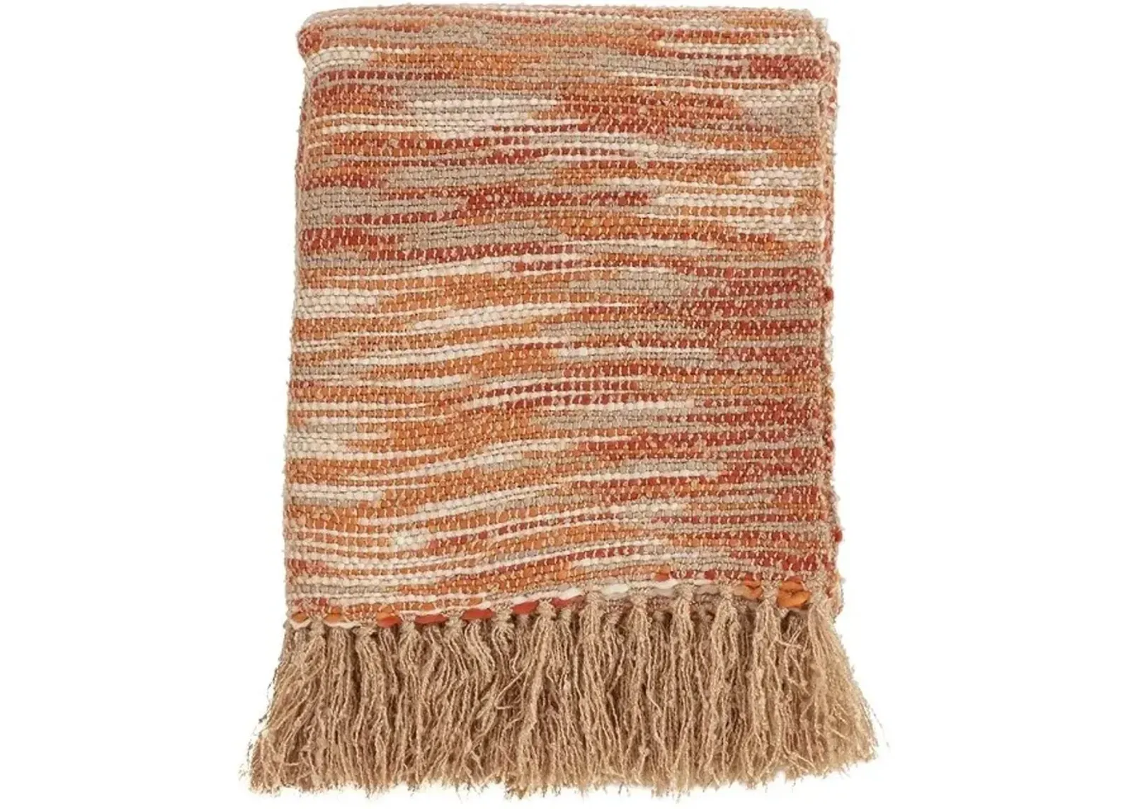 Rust Woven Chindi Throw 50"W x 60"L