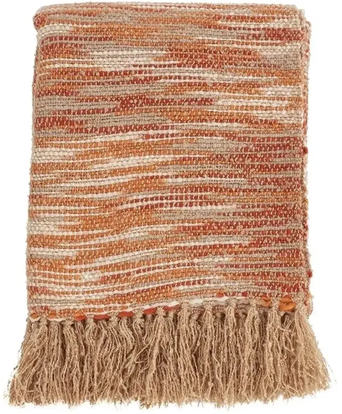 Rust Woven Chindi Throw 50"W x 60"L