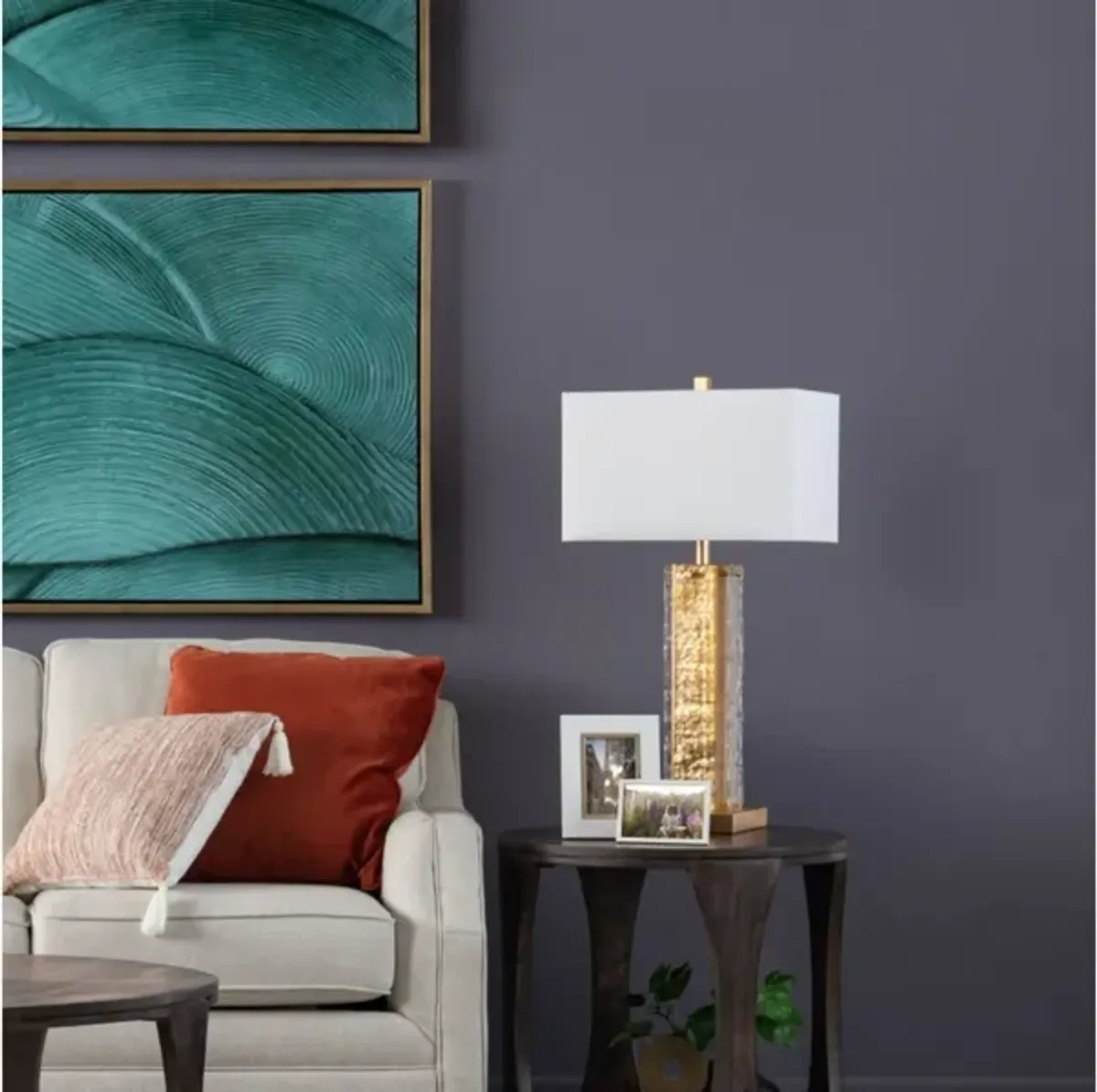 Gold Glass Table Lamp 32"H
