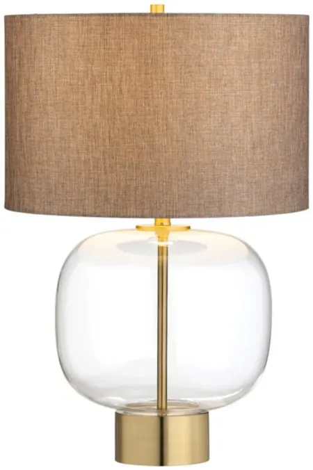Clear Glass with Gold Shade Table Lamp 28"H