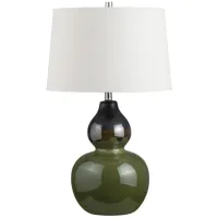 Green Ceramic Gourd Table Lamp 28.5"H