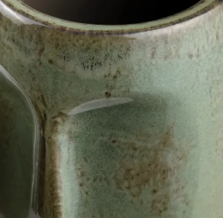 Set of 2 Green Ceramic Face Vases 5/7"H