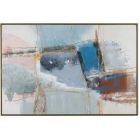 Blue and Gold Abstract Framed Canvas 48"W x 72"H