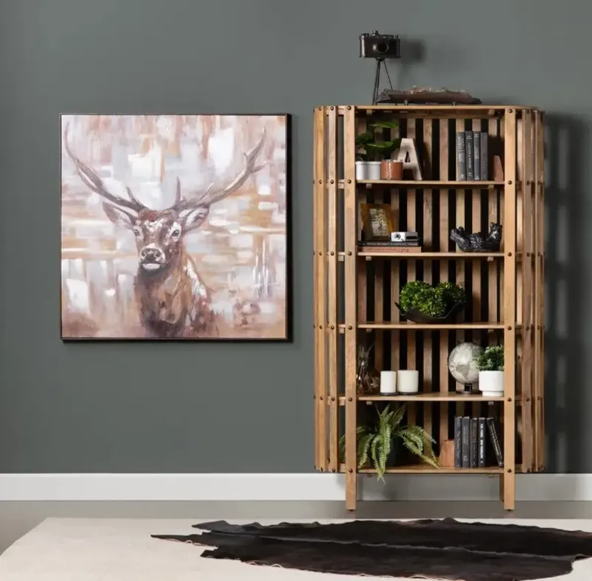 Deer Framed Canvas 44"W x 44"H