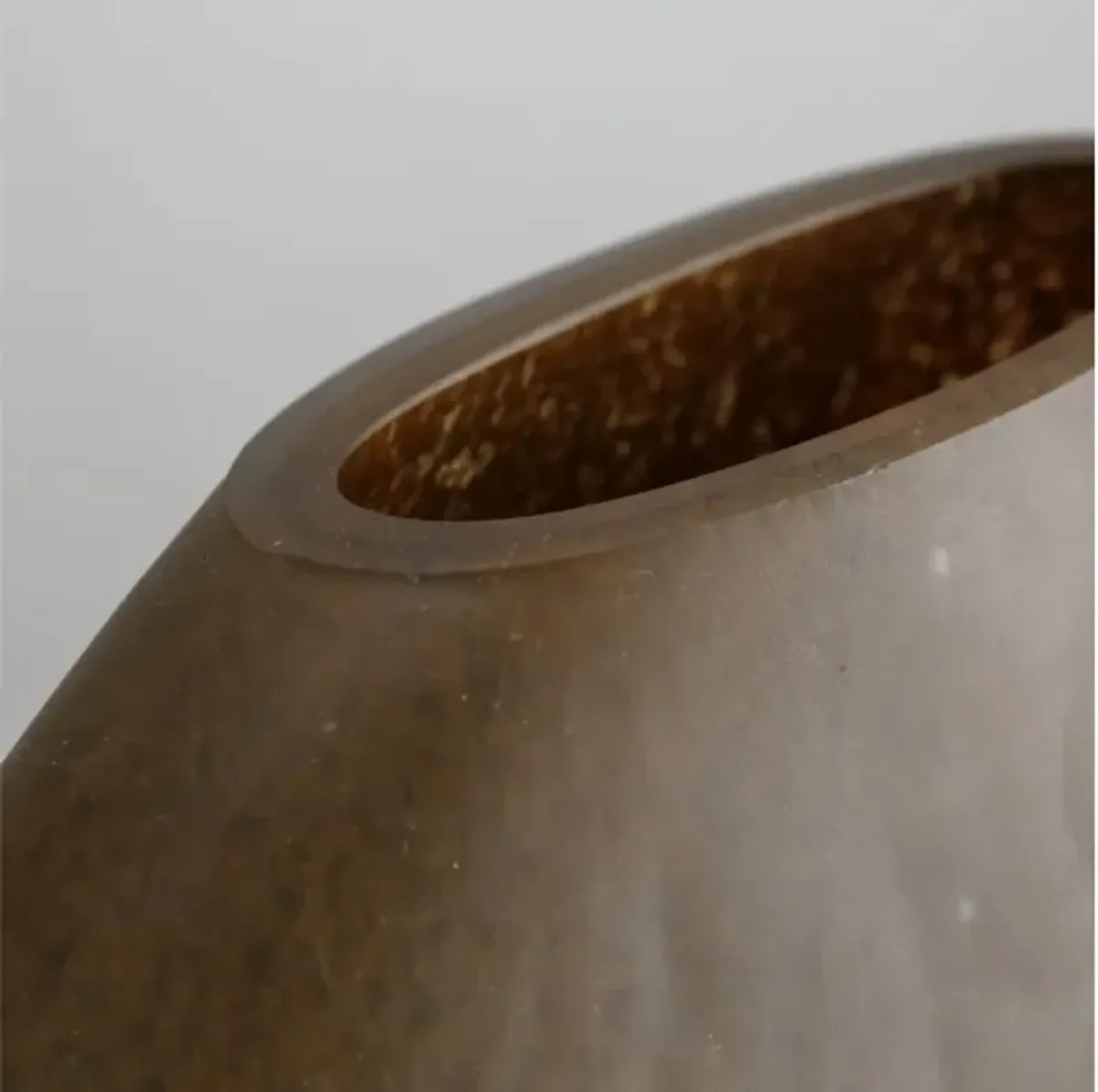 Small Brown and Cream Glass Vase 13"W x 9"H