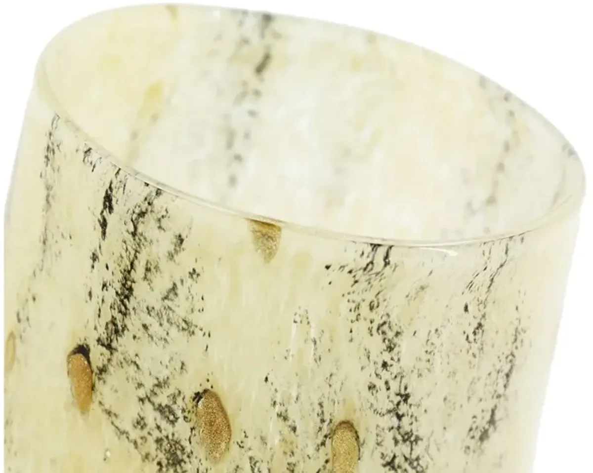 Large Tan, Black, and Brown Glass Vase 5.5"W x 8.5"H