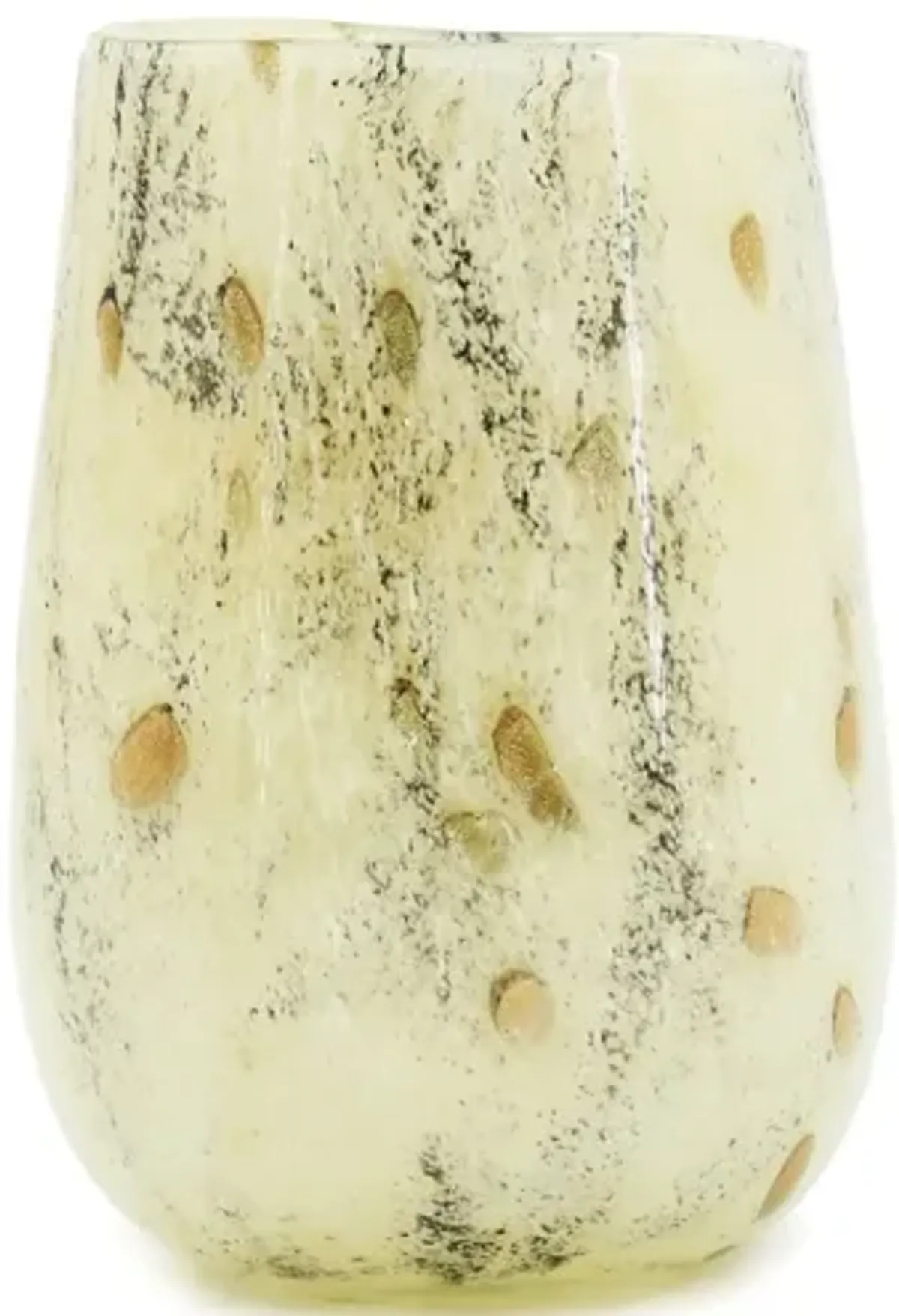 Large Tan, Black, and Brown Glass Vase 5.5"W x 8.5"H