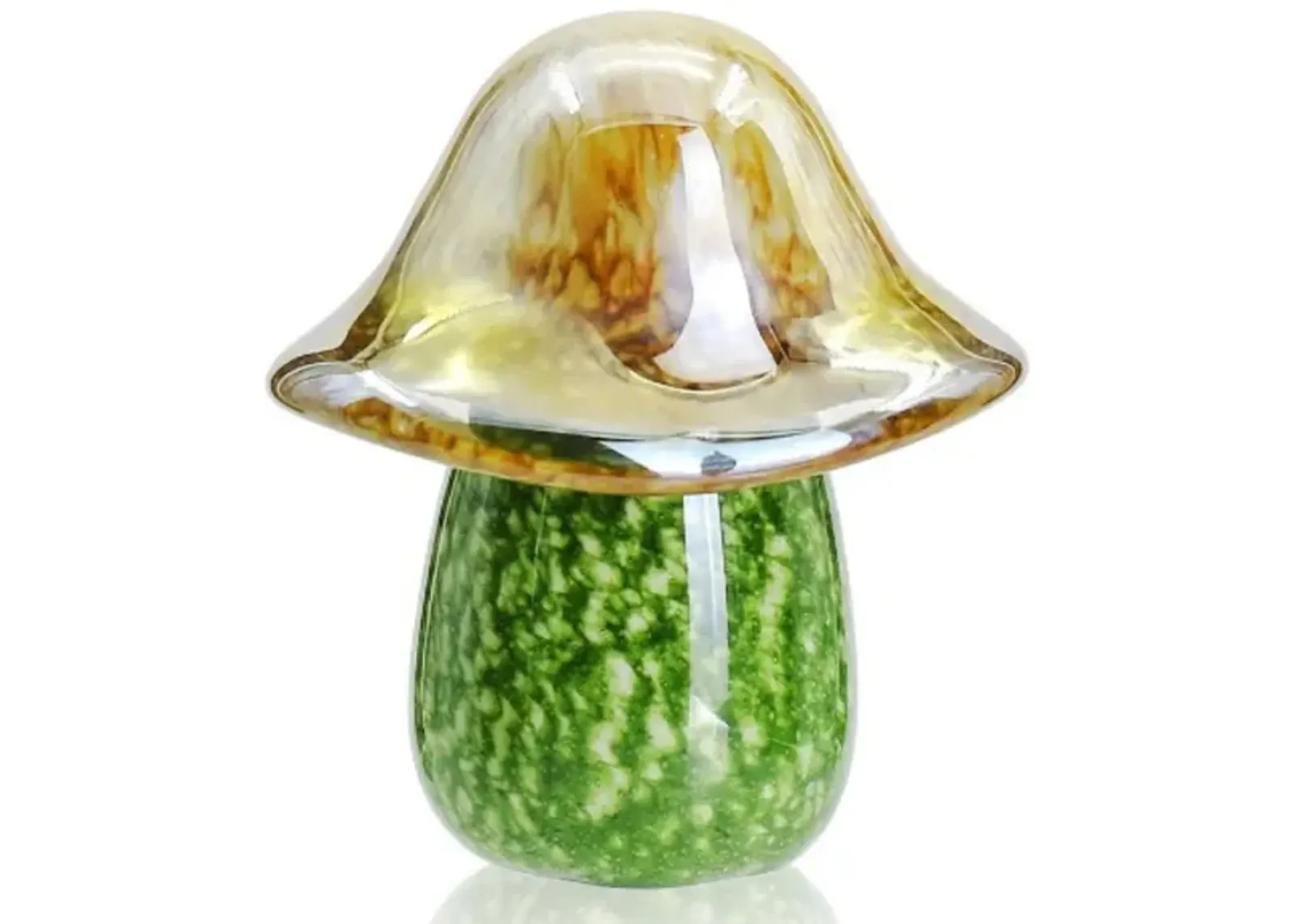 Short Green Glass Mushroom 5"W x 6"H