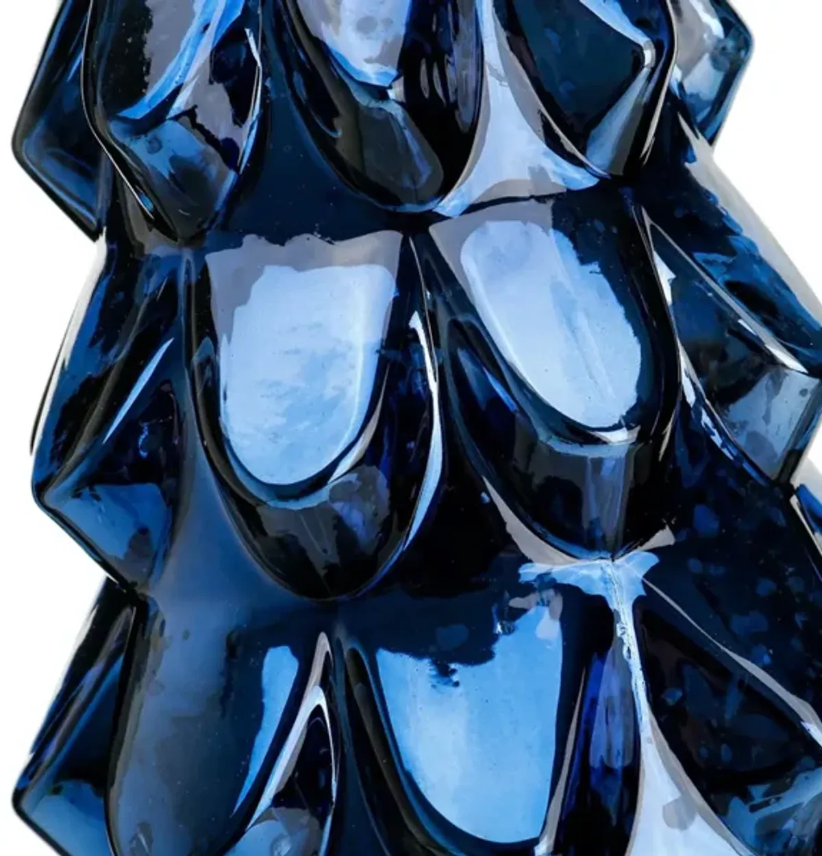 Small Blue Mercury Glass Christmas Tree 6.7"W X 10.6"H