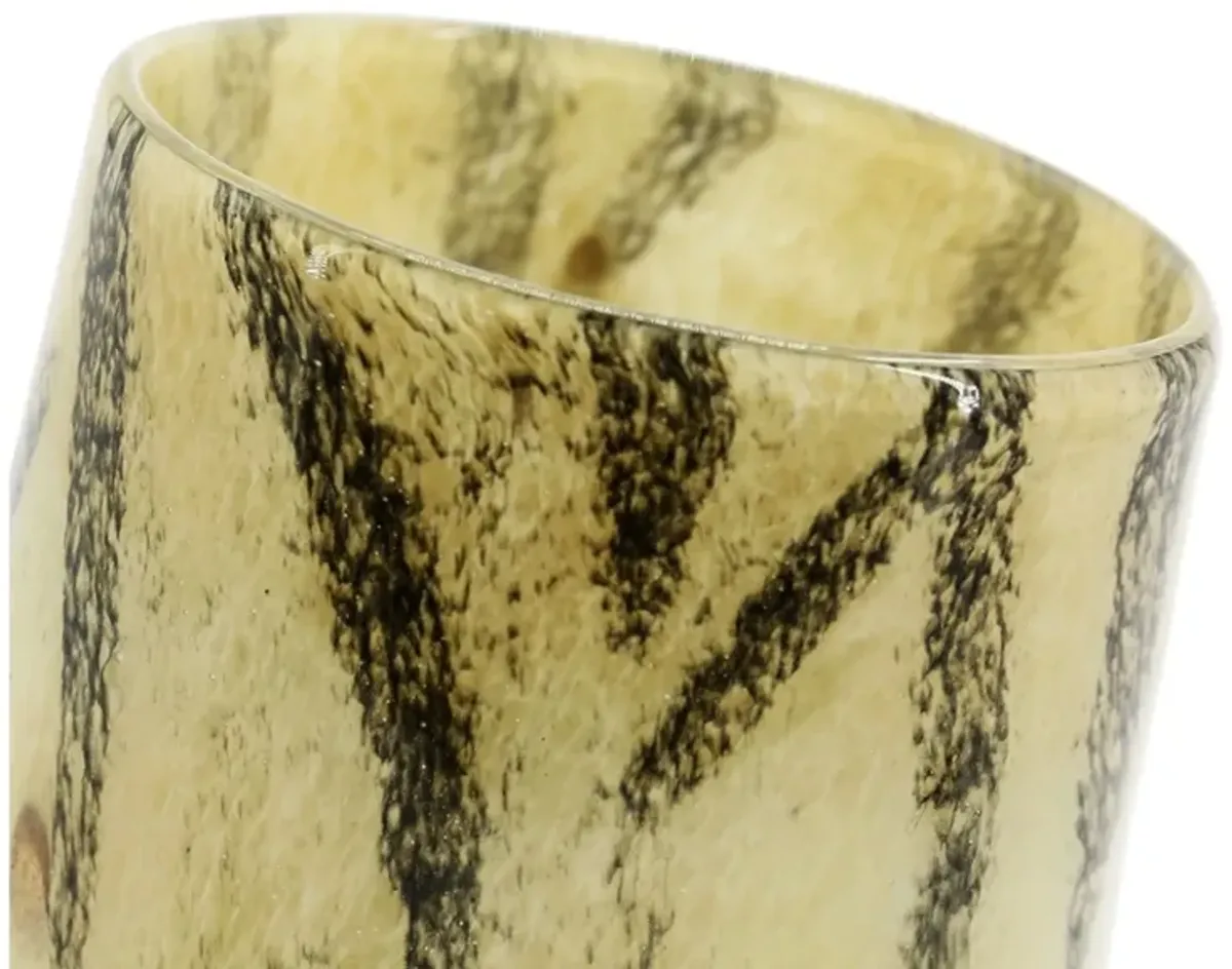 Small Tan, Black, and Brown Glass Vase 4.5"W x 7"H