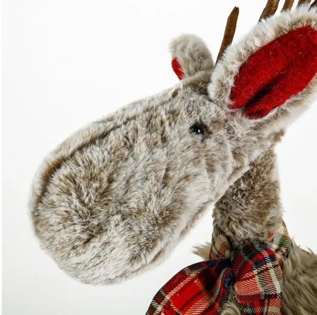 Small Faux Fur and Wood Reindeer 9.8"L x 21"H