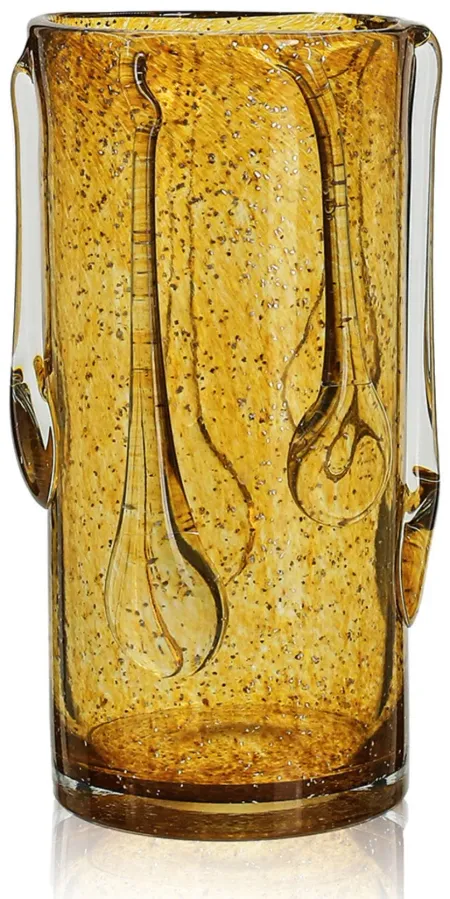 Small Amber Glass Vase 6"W x 11"H