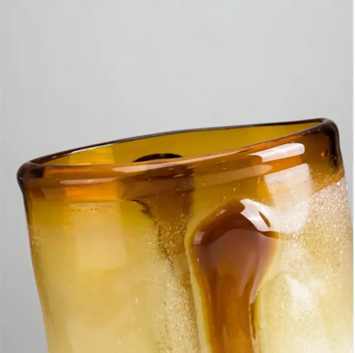 Small Amber and Cream Glass Vase 7"W x 10"H