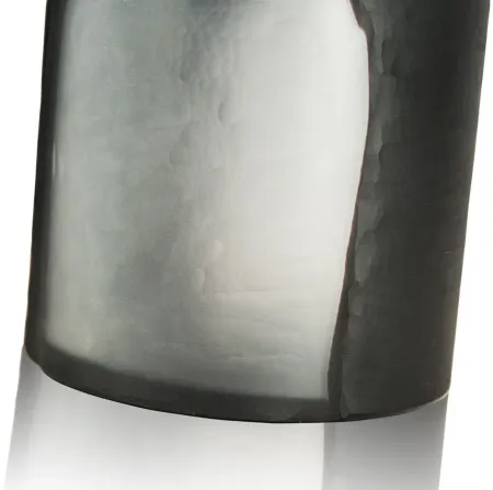 Tall Frost and Black Glass Vase 7"W x 12"H