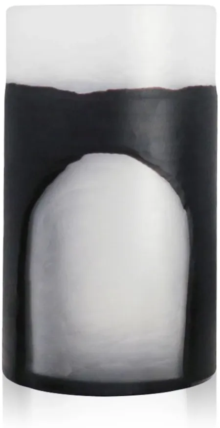 Tall Frost and Black Glass Vase 7"W x 12"H