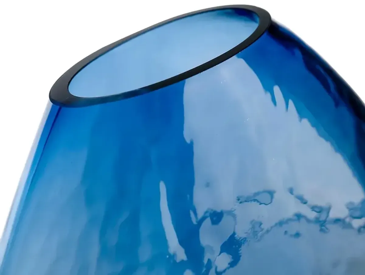 Blue Glass Vase 8"W x 10"H