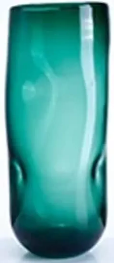 Tall Green Glass Vase 5.5"W x 14.6"H