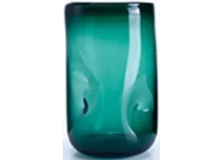 Medium Green Glass Vase 5.9"W x 10.6"H