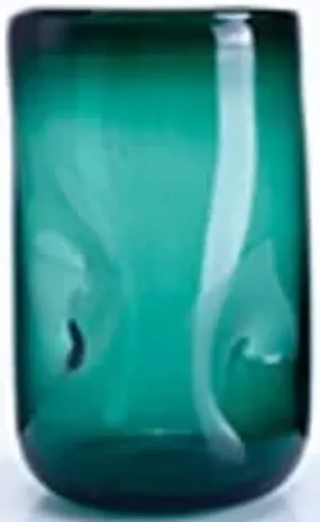 Medium Green Glass Vase 5.9"W x 10.6"H