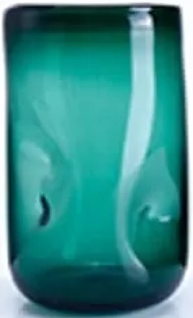 Medium Green Glass Vase 5.9"W x 10.6"H