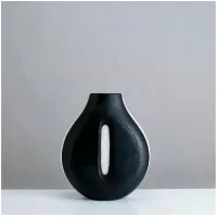 Short Black and White Glass Vase 9"W x 10"H