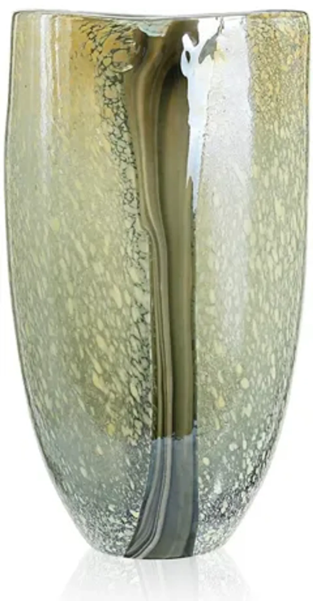 Small Frost and Green Glass Vase 7"W x 12"H