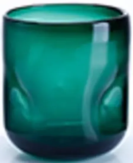 Small Green Glass Vase 5.9"W x 7.3"H