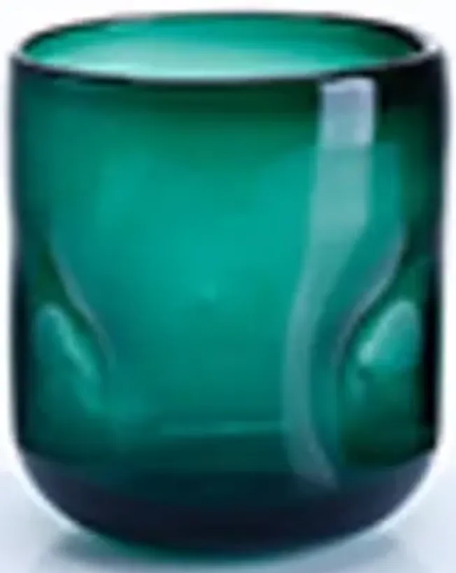 Small Green Glass Vase 5.9"W x 7.3"H