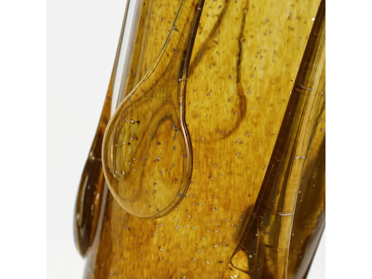 Large Amber Glass Vase 6"W x 13"H