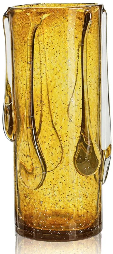 Large Amber Glass Vase 6"W x 13"H