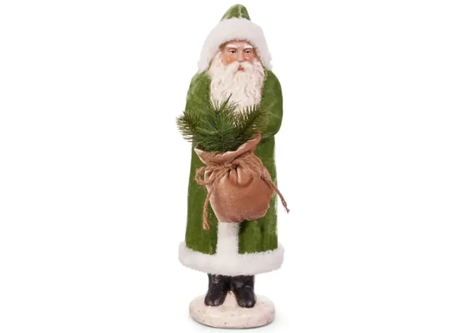 Green Hooded Santa Figurine 5.5"W x 17.25"H