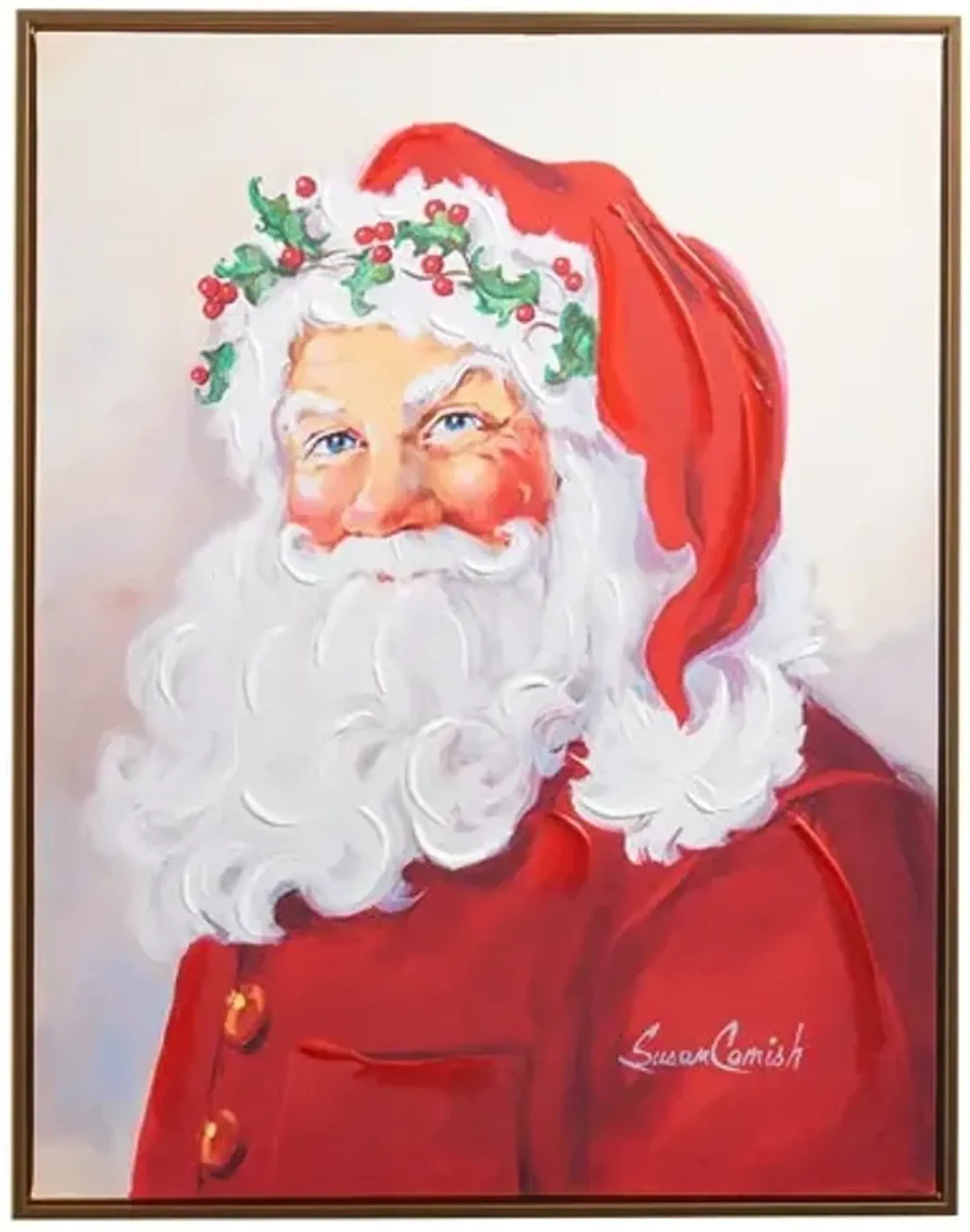 Classic Santa Textured Framed Art 21.5"W x 27.25"H