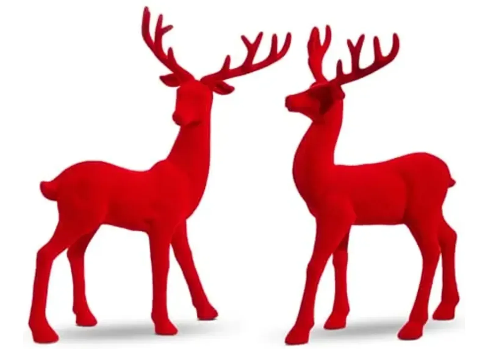 Assorted Red Flocked Deer Each 6.5"W x 13"H