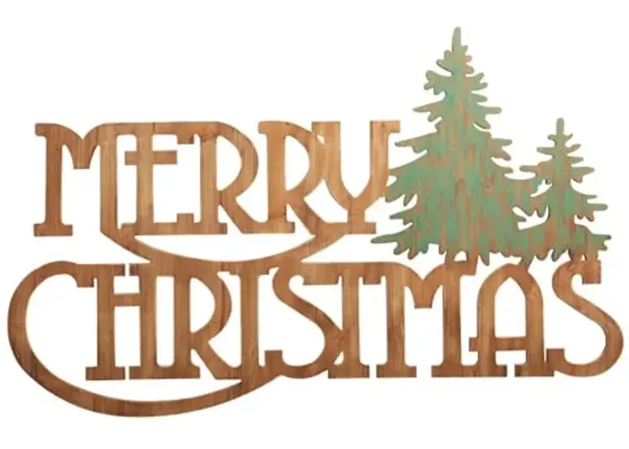 Natural Merry Christmas Wall Sign 38"W x 22"H