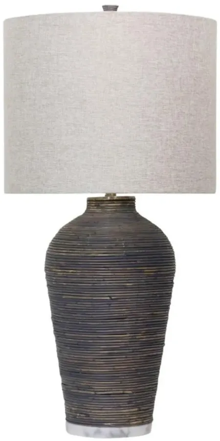 Brown Rattan Table Lamp 39"H