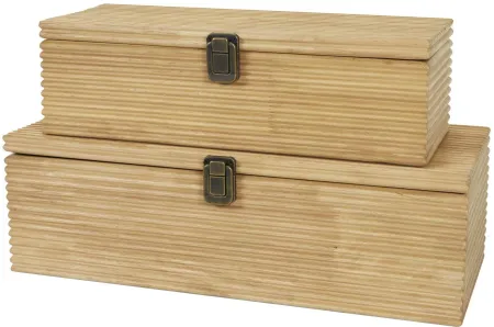 Set of 2 Natural Wood Boxes 16/19"