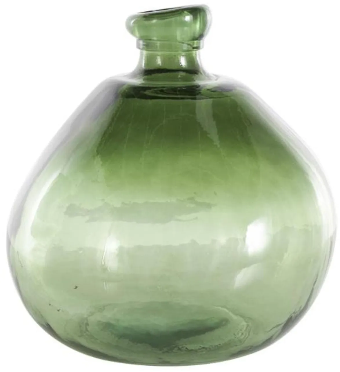 Wide Green Glass Vase 12"W x 12"H