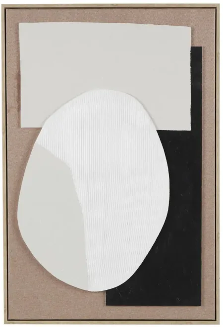 Black, White, and Tan Geo I Framed Wall Art 25"W x 37"H