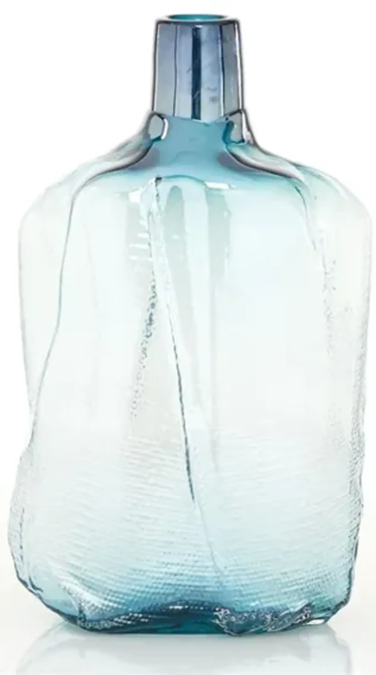 Tall Blue Glass Vase 10"W x 16"H