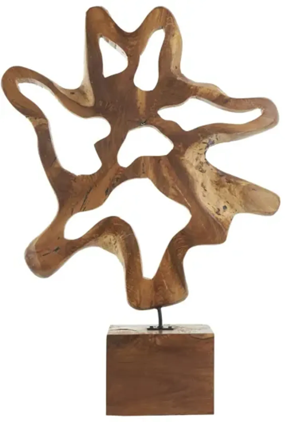 Teak Wood Abstract Sculpture 22"W x 31"H