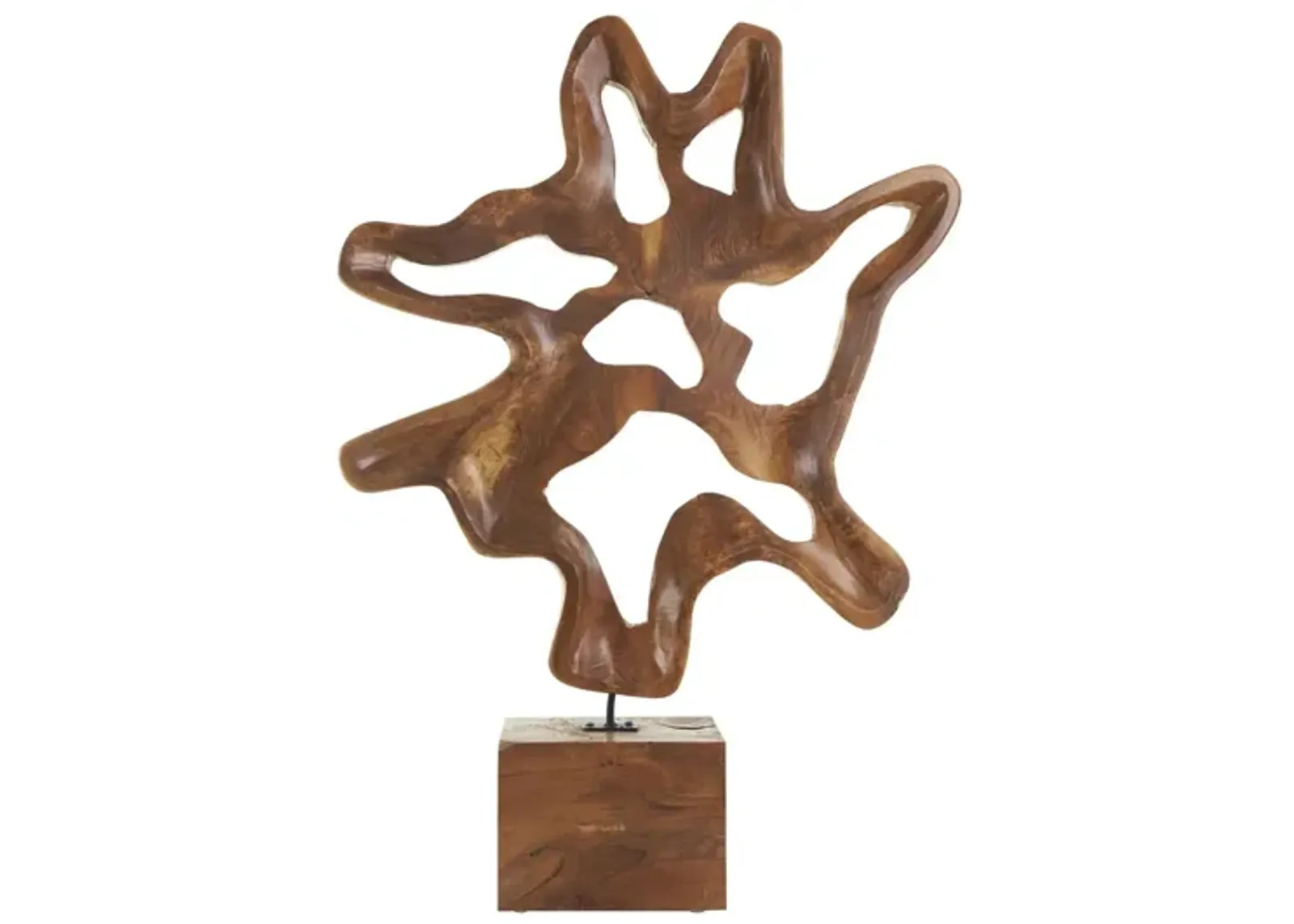 Teak Wood Abstract Sculpture 22"W x 31"H