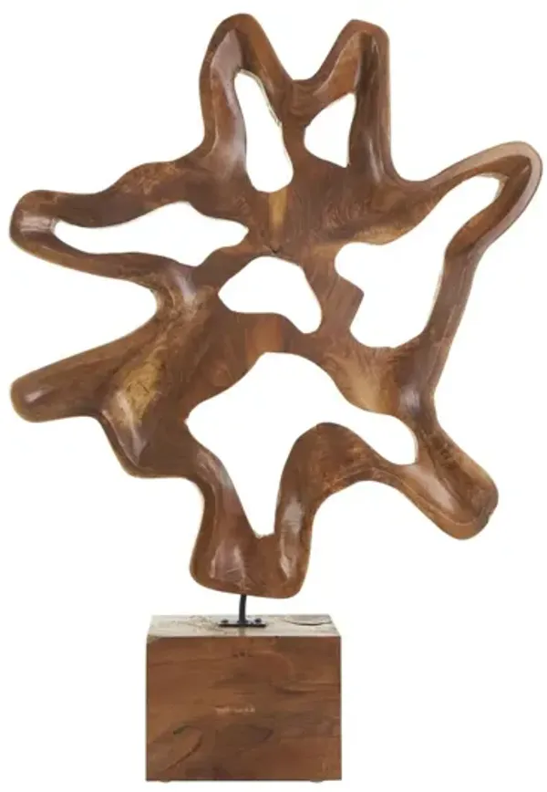 Teak Wood Abstract Sculpture 22"W x 31"H