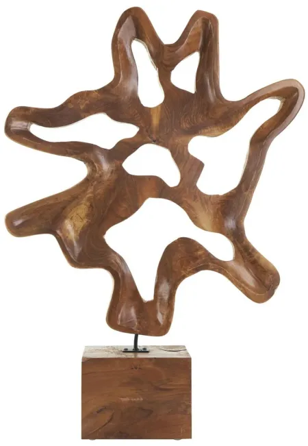 Teak Wood Abstract Sculpture 22"W x 31"H