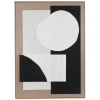 Black, White, and Tan Geo III Framed Wall Art 41"W x 57"H