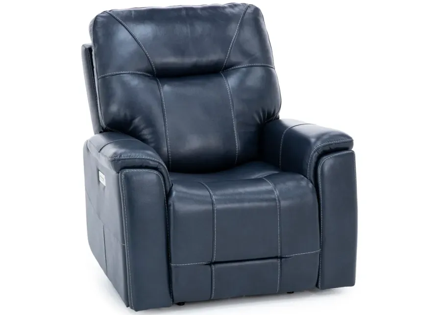 Matthew Leather Fully Loaded Zero Gravity Recliner With Hidden Cupholders In Ocean