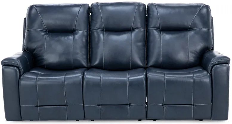 Matthew Leather Fully Loaded Zero Gravity Reclining Sofa With Hidden Cupholders In Ocean