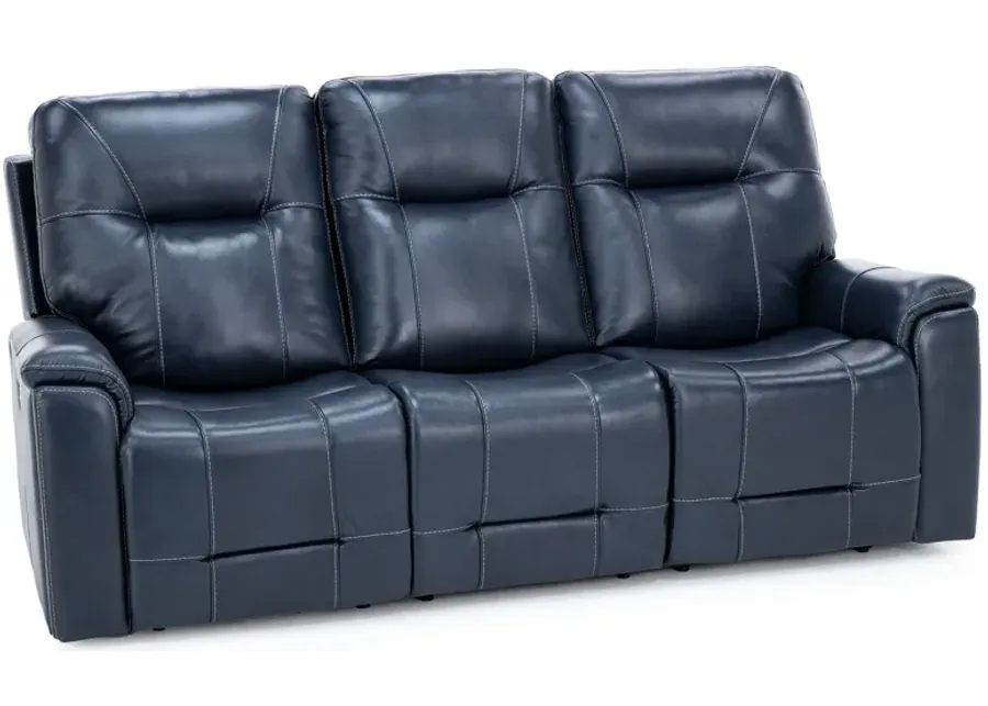 Matthew Leather Fully Loaded Zero Gravity Reclining Sofa With Hidden Cupholders In Ocean